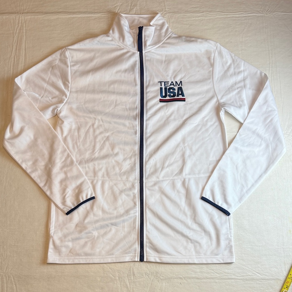 USA Olympic Unisex White Zip-Up Team USA Track Jacket Size M